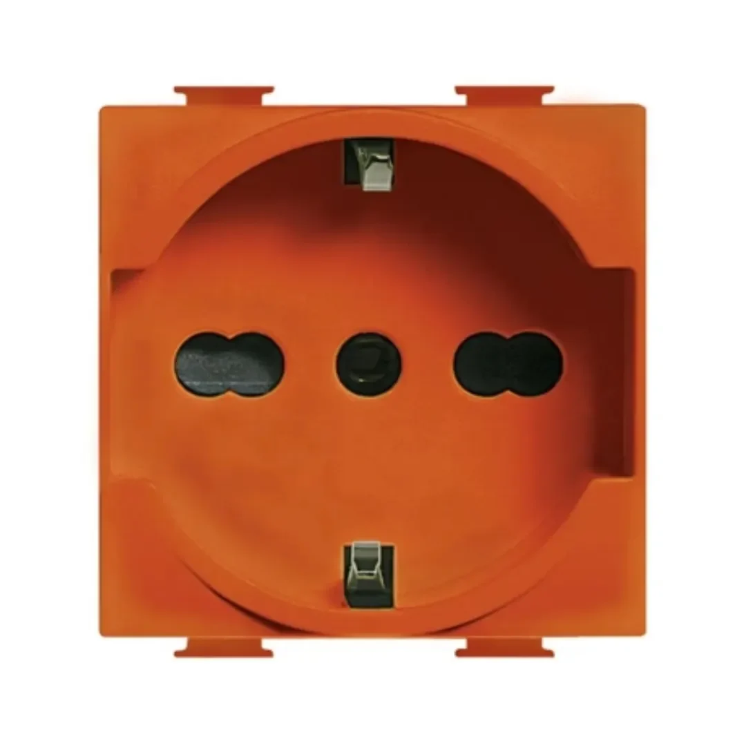 TOMACORRIENTE PARA EMPOTRAR SCHUKO 2X16A+T 250V 2 MODULOS NARANJA MATIX J4140A16O BTICINO