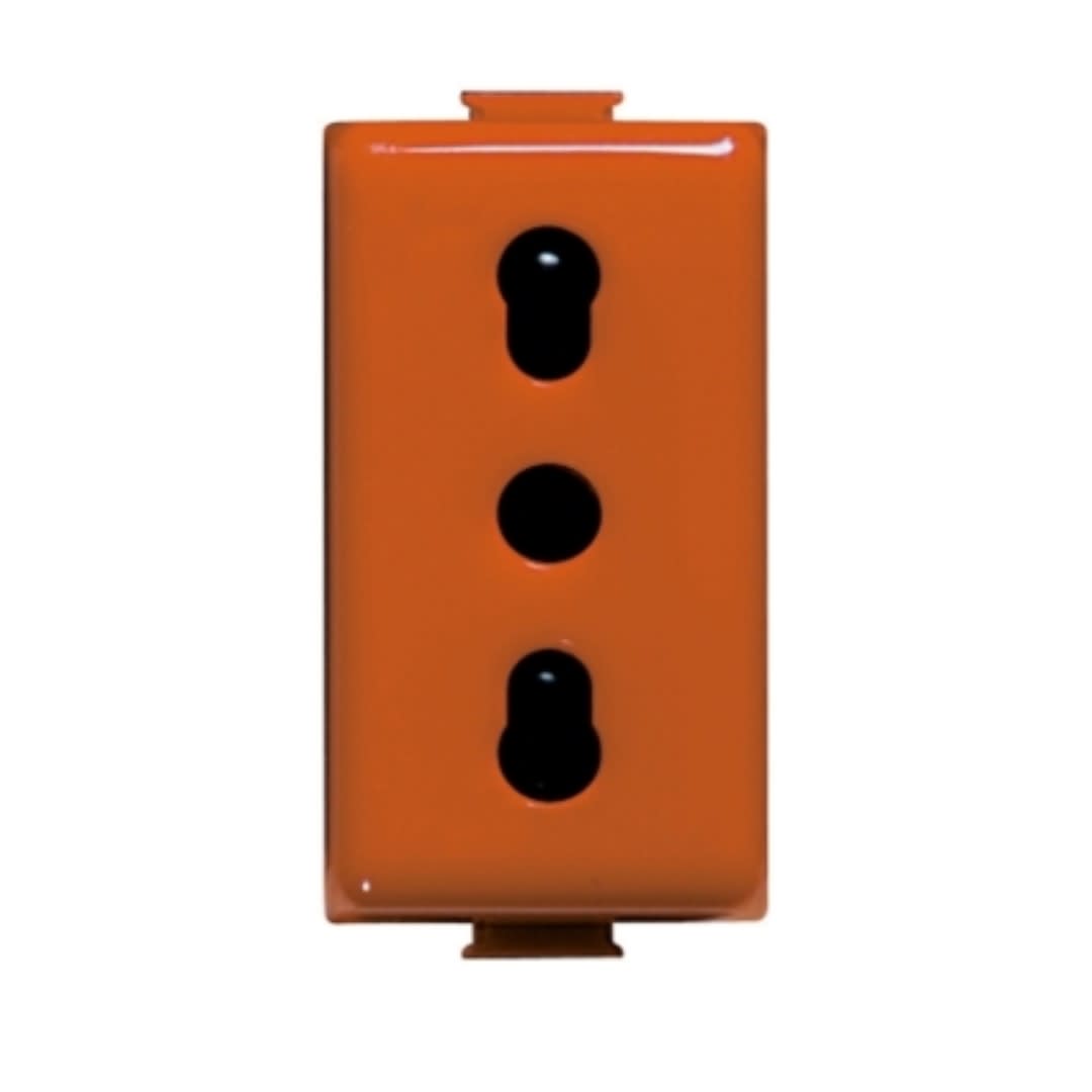 TOMACORRIENTE BIPASO 10/16A 250V 1 MODULO NARANJA MATIXGO J4180O BTICINO