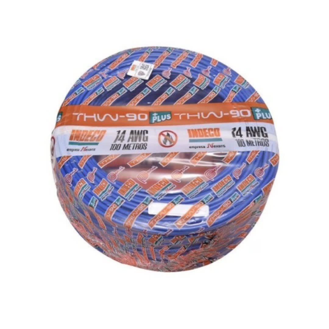 CABLE THW-90+PLUS 14AWG 750V AISLAMIENTO PVC AZUL CLASE 2 X ROLLO 10055714 INDECO1