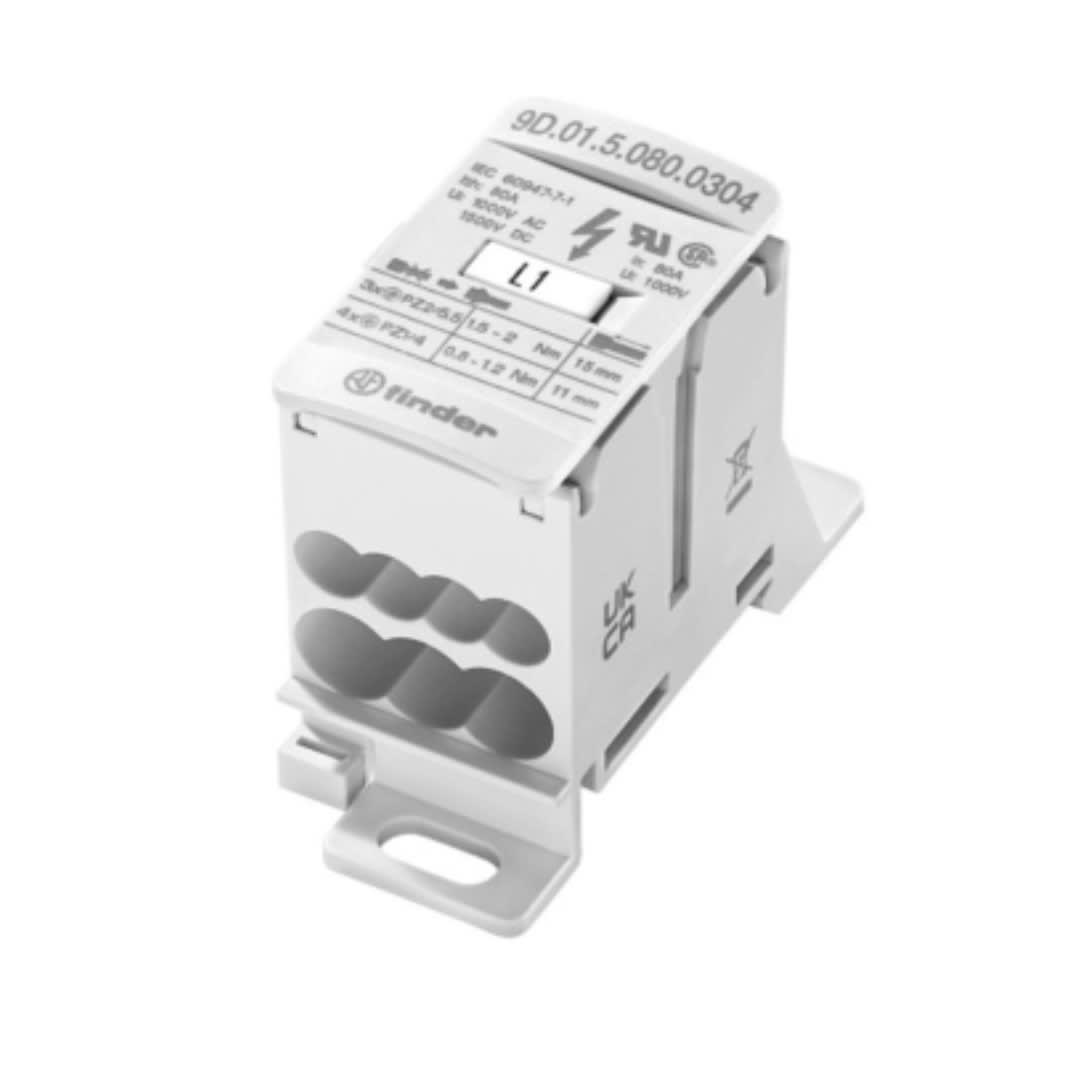BLOQUE DE DISTRIBUCION 80A COBRE/ALUMINIO BORNE DE 6.6MM 9D0150800304 FINDER