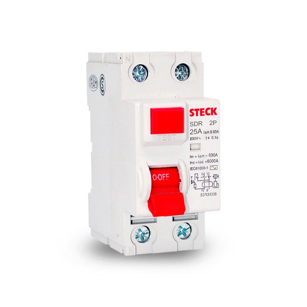 INTERRUPTOR DIFERENCIAL 2X25A 30MA 230VAC CURVA A SDR22530A STECK