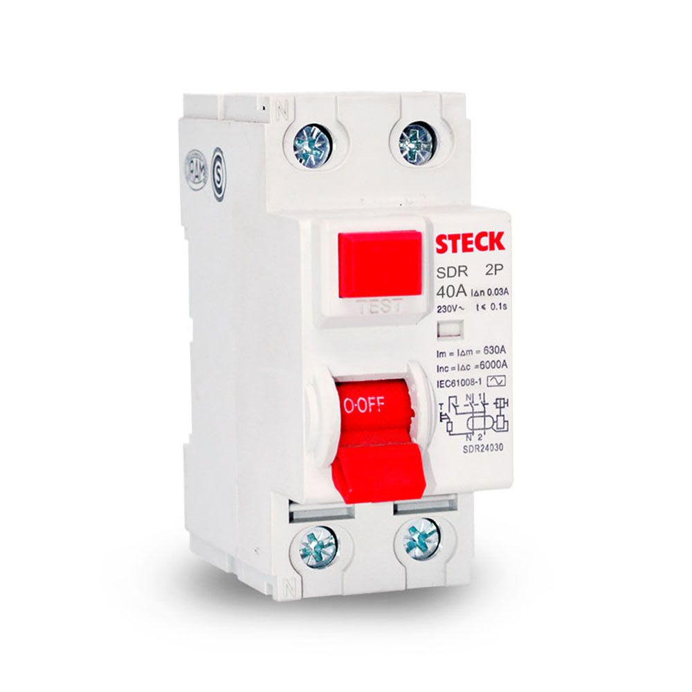 INTERRUPTOR DIFERENCIAL 2X40A 30MA 230VAC CURVA AC SDR24030 STECK
