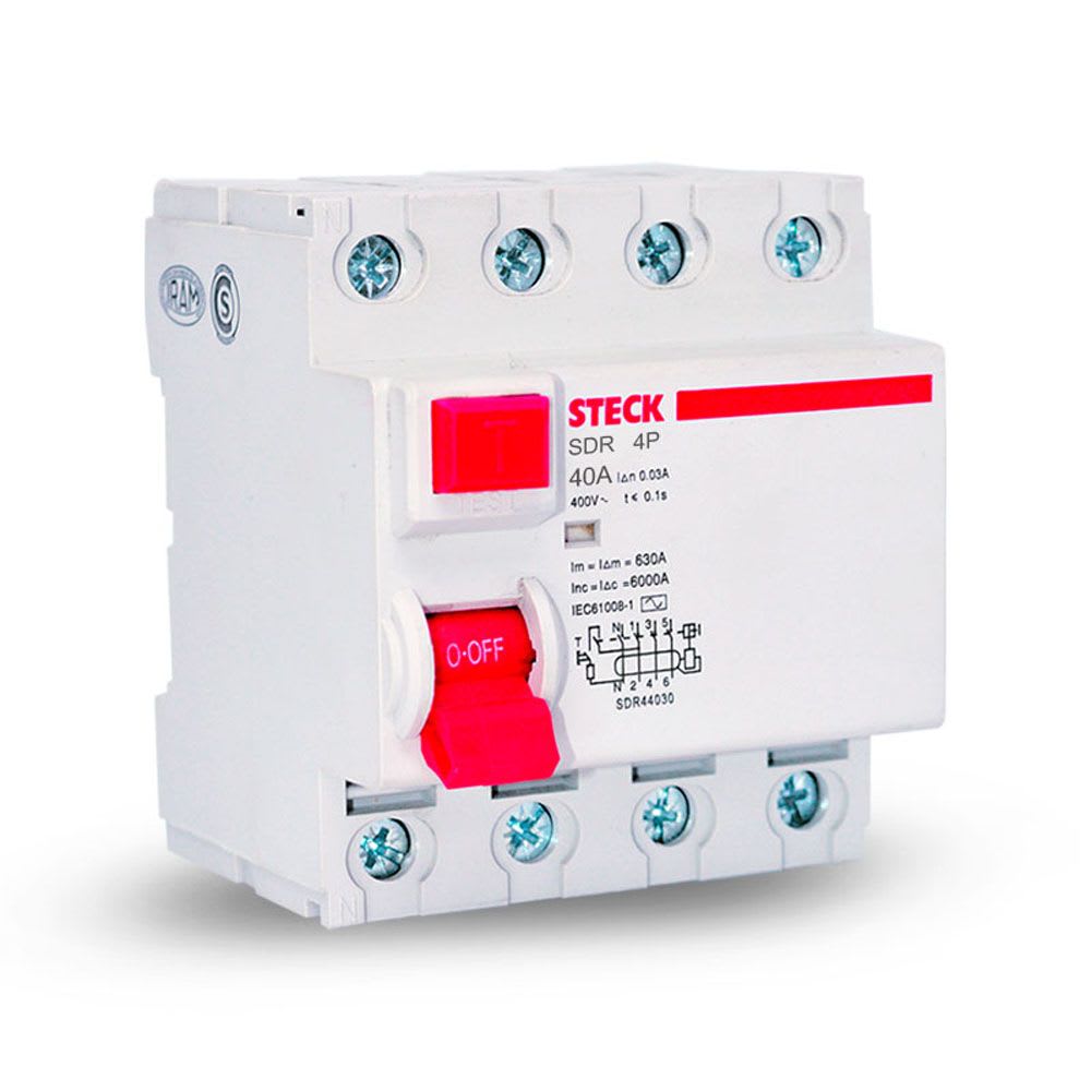 INTERRUPTOR DIFERENCIAL 4X40A 30MA 230/400VAC CURVA AC SDR44030 SDZD61C04 STECK