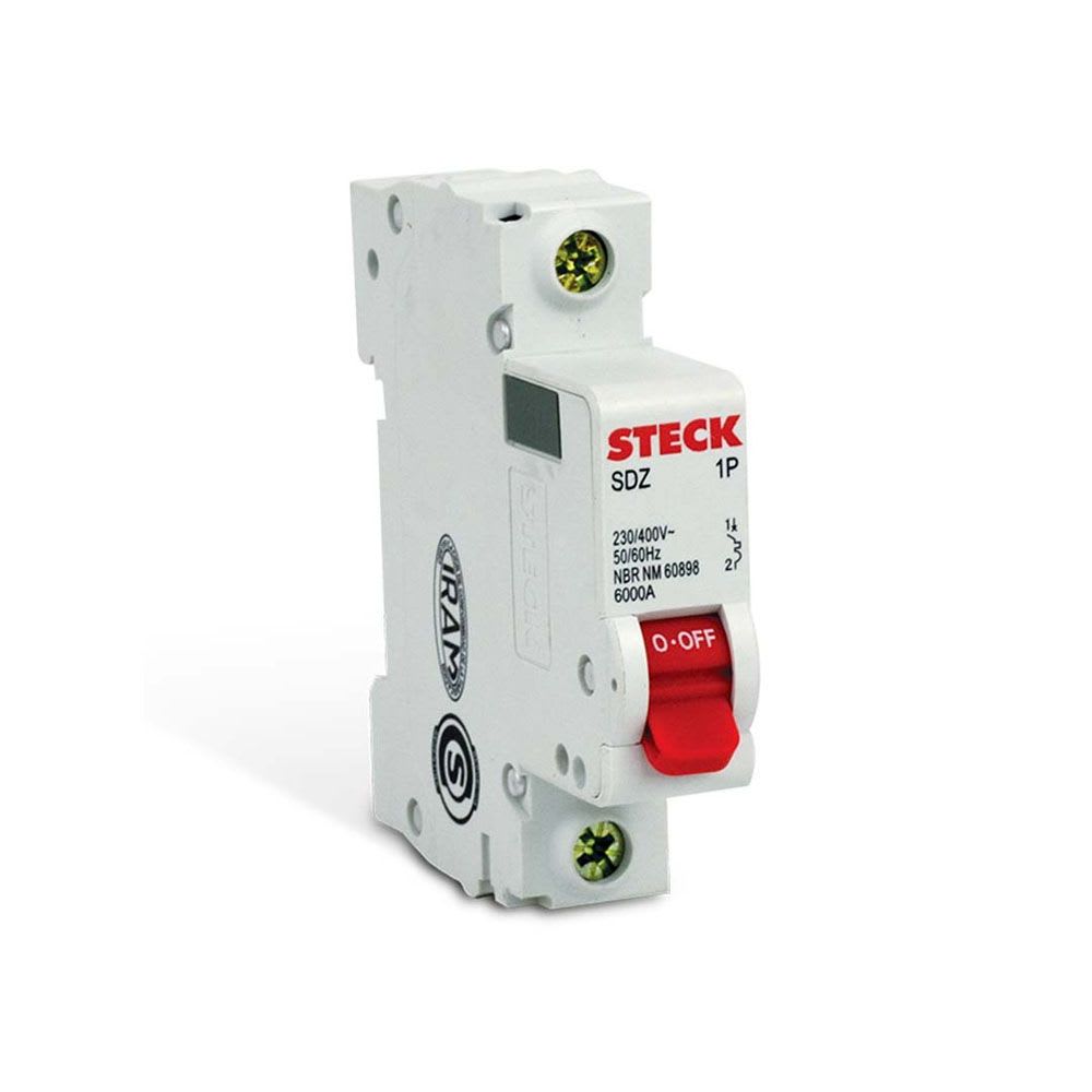 INTERRUPTOR TERMOMAGNETICO 1X6A 6KA 230/400V CURVA C DIN SDZD61C06 STECK1
