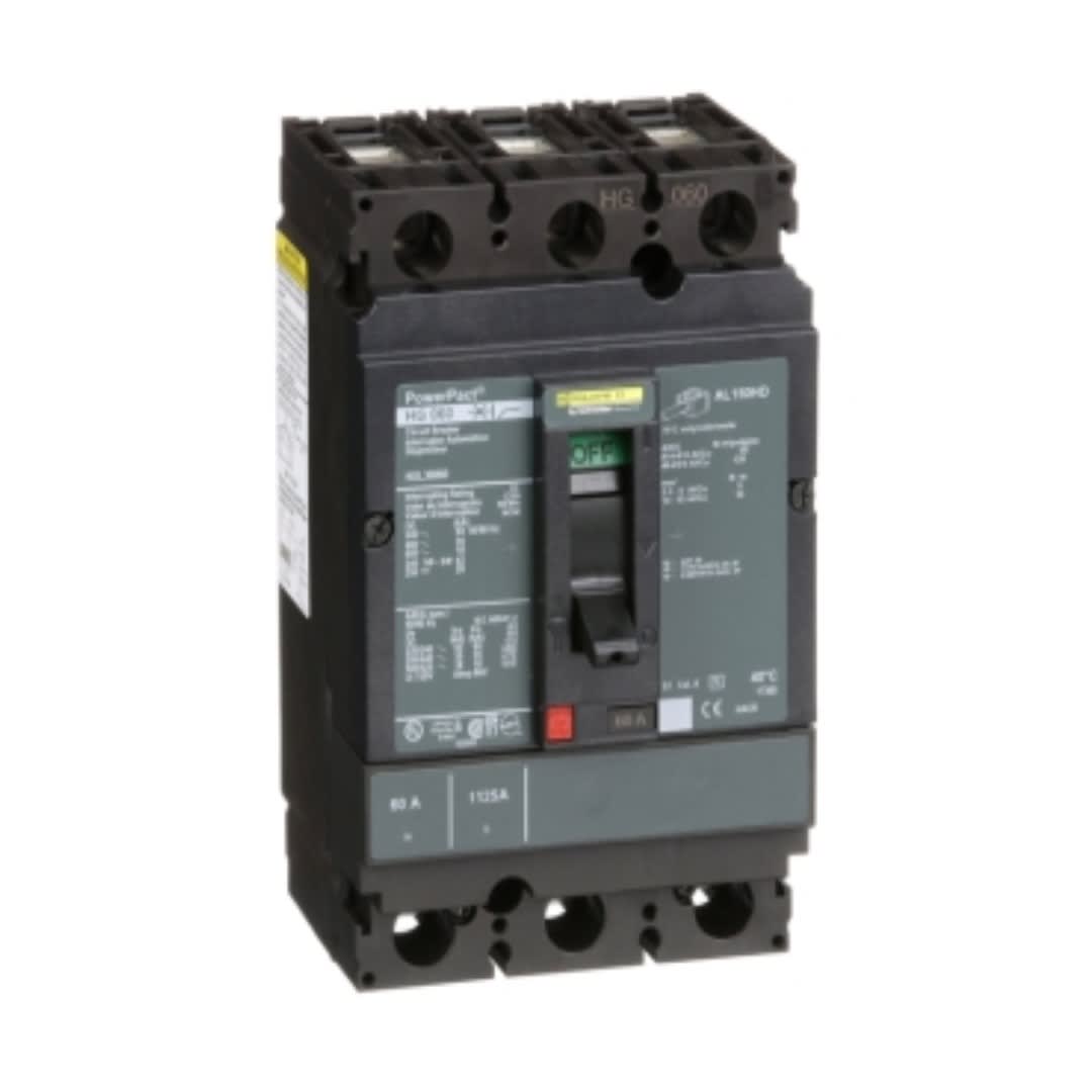 INTERRUPTOR TERMOMAGNETICO FIJO 3X60A 65/35KA 240/480VAC POWERPACT H HGL36060 SCHNEIDER ELECTRIC