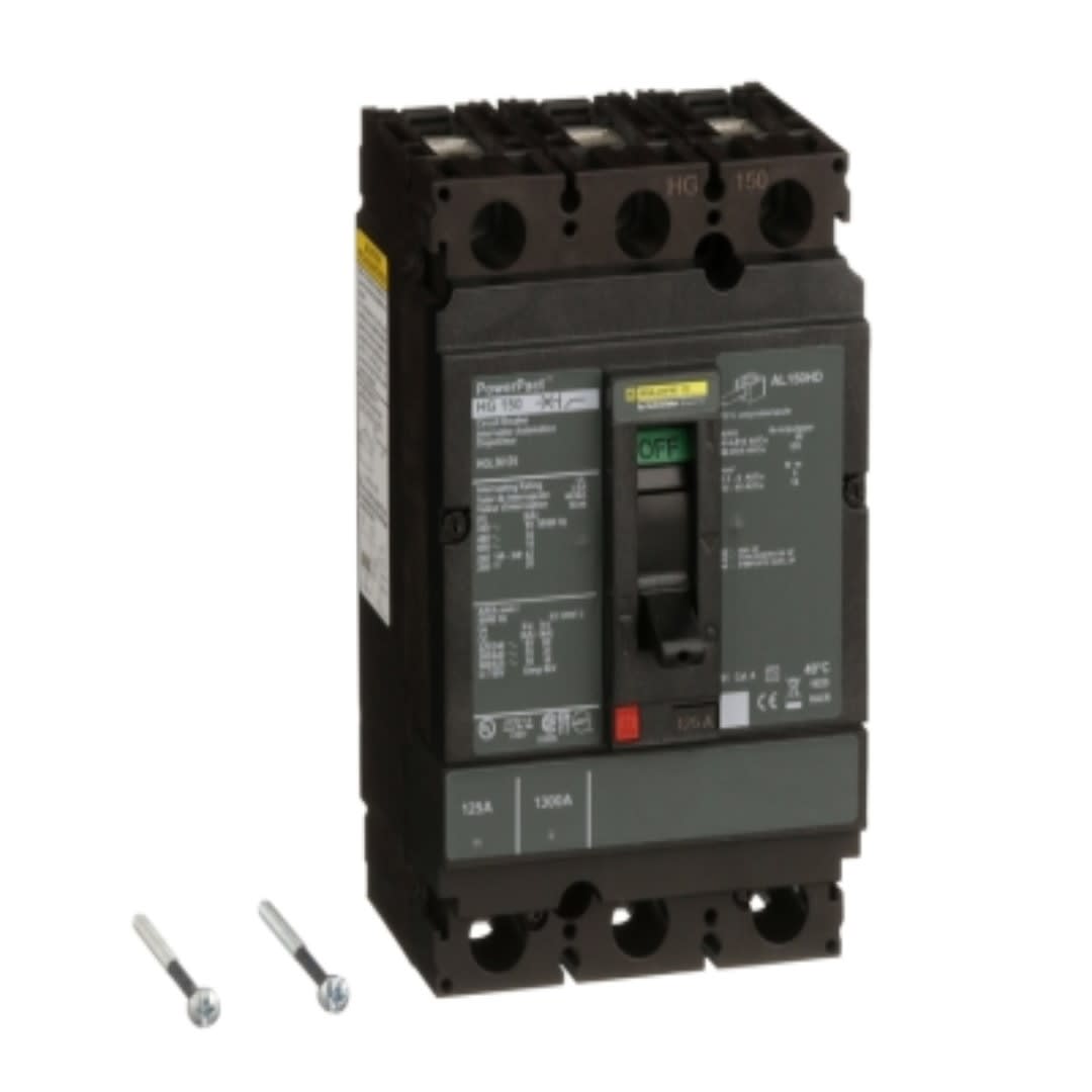 INTERRUPTOR TERMOMAGNETICO FIJO 3X125A 65/35KA 240/480VAC POWERPACT H HGL36125 SCHNEIDER ELECTRIC1