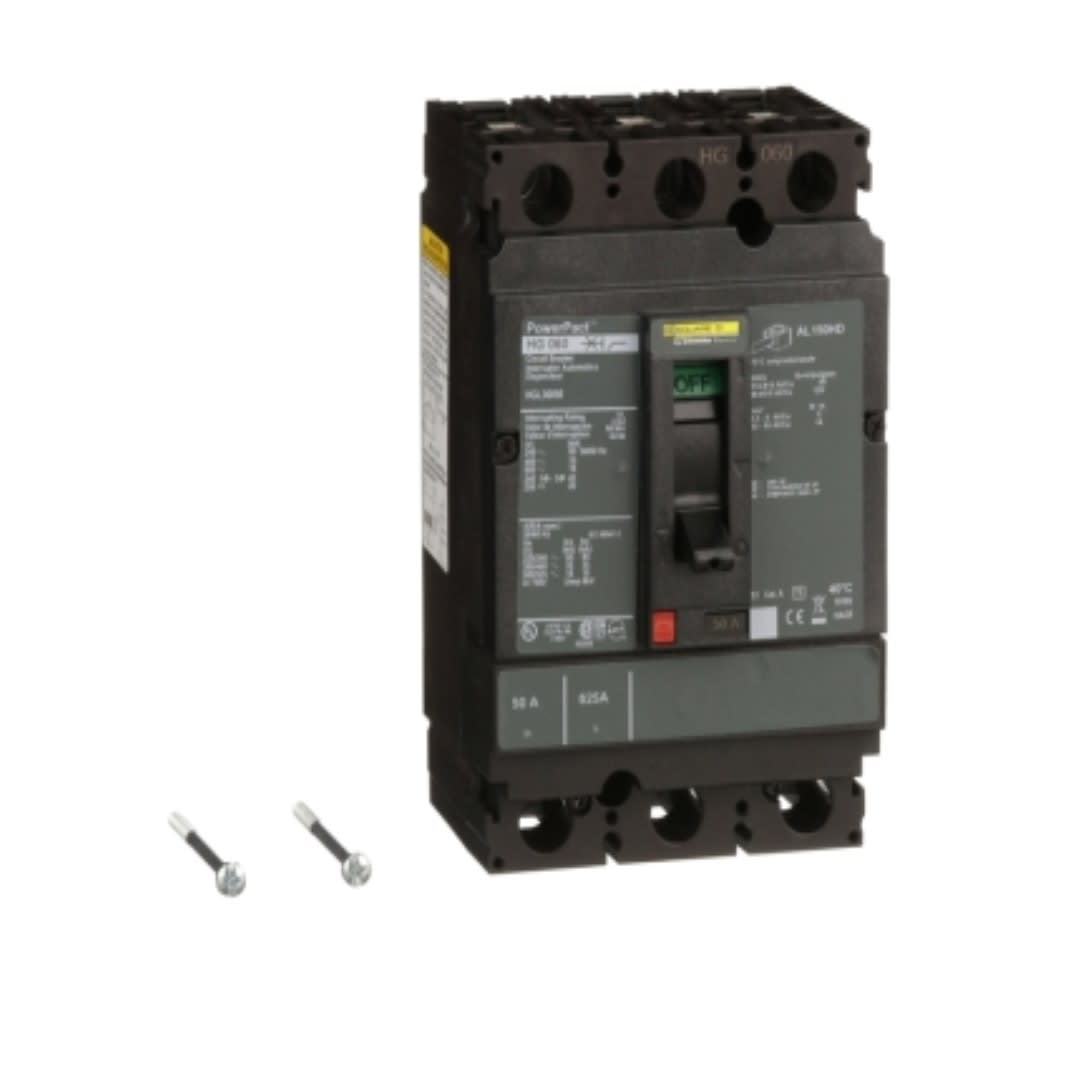 INTERRUPTOR TERMOMAGNETICO FIJO 3X50A 65/35 240/480V POWERPACT H HGL36050 SCHNEIDER ELECTRIC