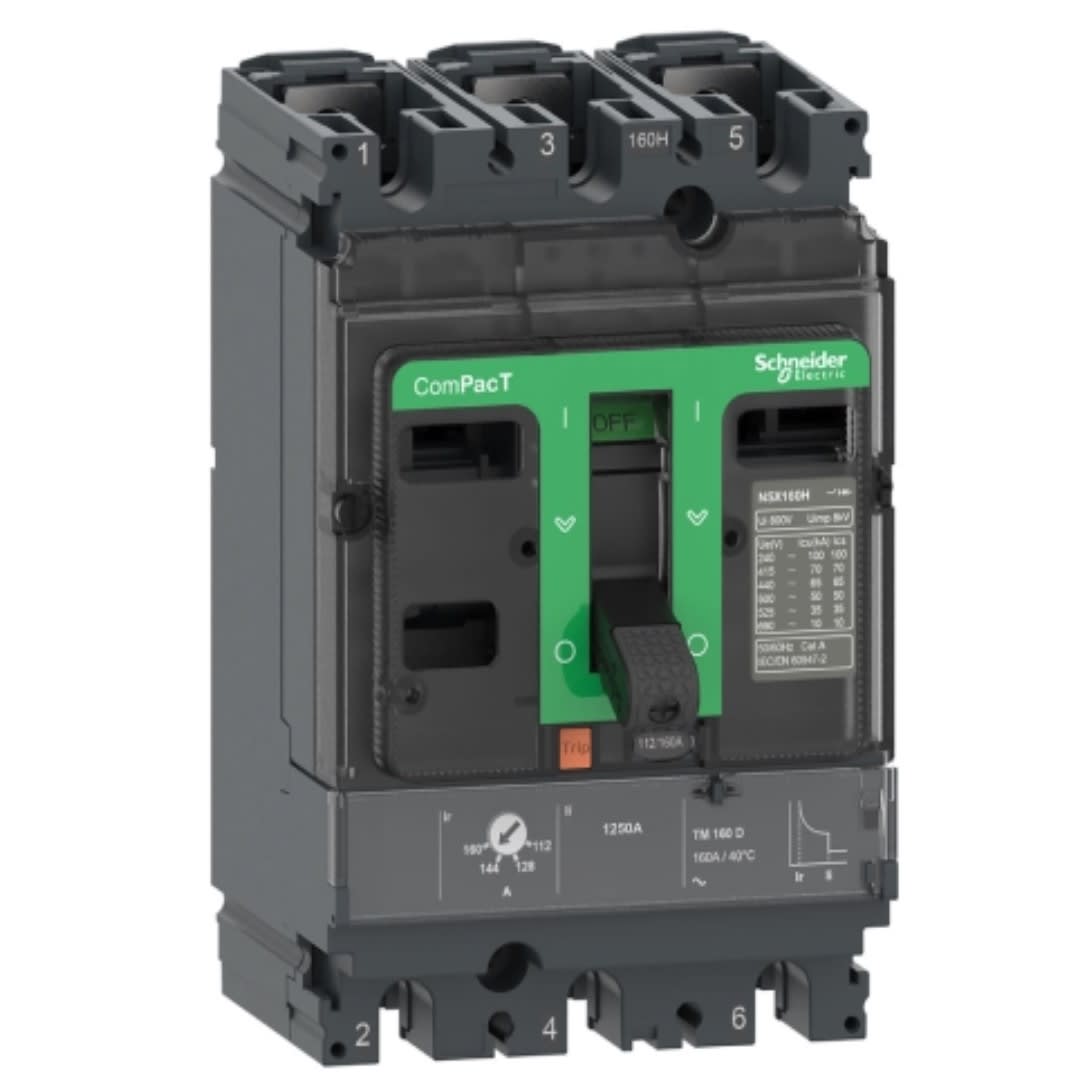 INTERRUPTOR TERMOMAGNETICO REGULABLE 3X112-160A 36KA 220/440V NSX100F C16F3TM160 SCHNEIDER ELECTRIC1