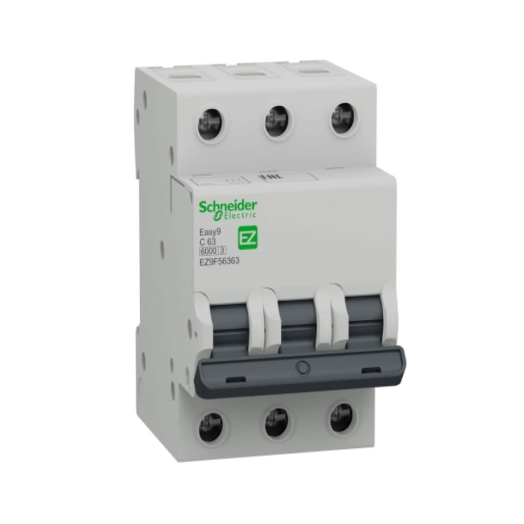 INTERRUPTOR TERMOMAGNETICO 3X63A 10KA/6KA 240/480VAC EZ9F56363 SCHNEIDER ELECTRIC