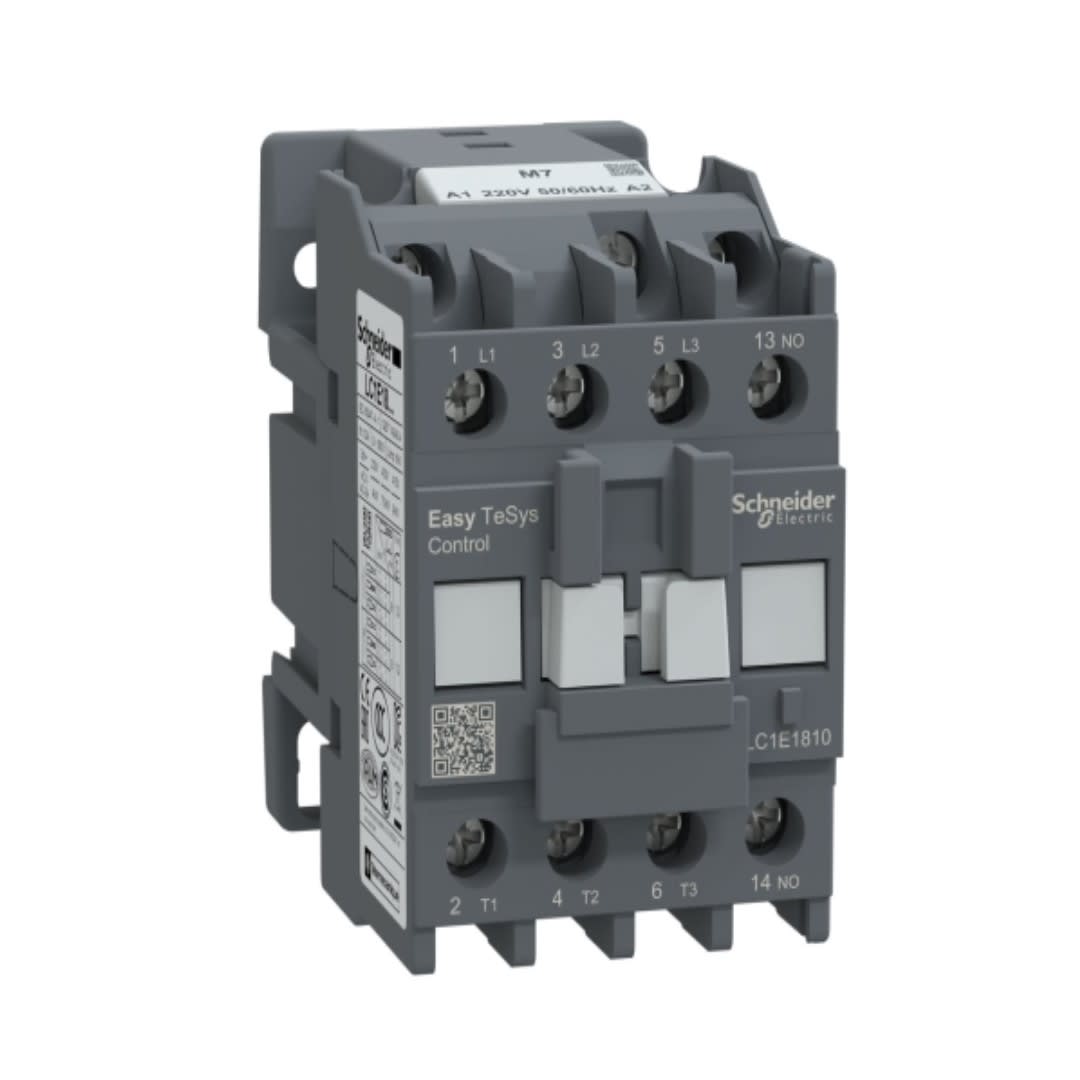 CONTACTOR 18A(AC3) 32A(AC1) 690V 3P 1NA 220VAC LC1E1810M7 SCHNEIDER ELECTRIC