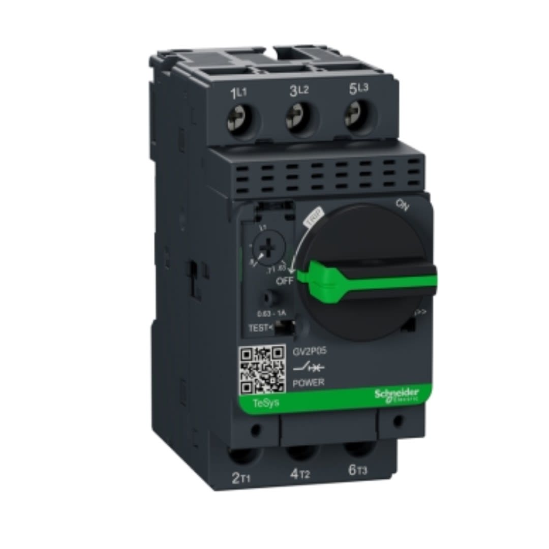 GUARDAMOTOR REGULABLE 0.63-1A 3P 100KA 415VAC COORD. 1 T/P GV2P05 SCHNEIDER ELECTRIC1