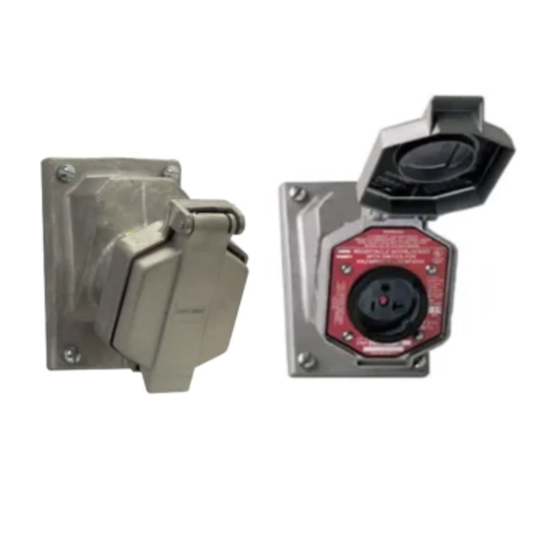 TOMACORRIENTE PARA EMPOTRAR 2X20A+T 250V 6-20R CL1 DIV1 UL ENR6202 CROUSE HINDS1