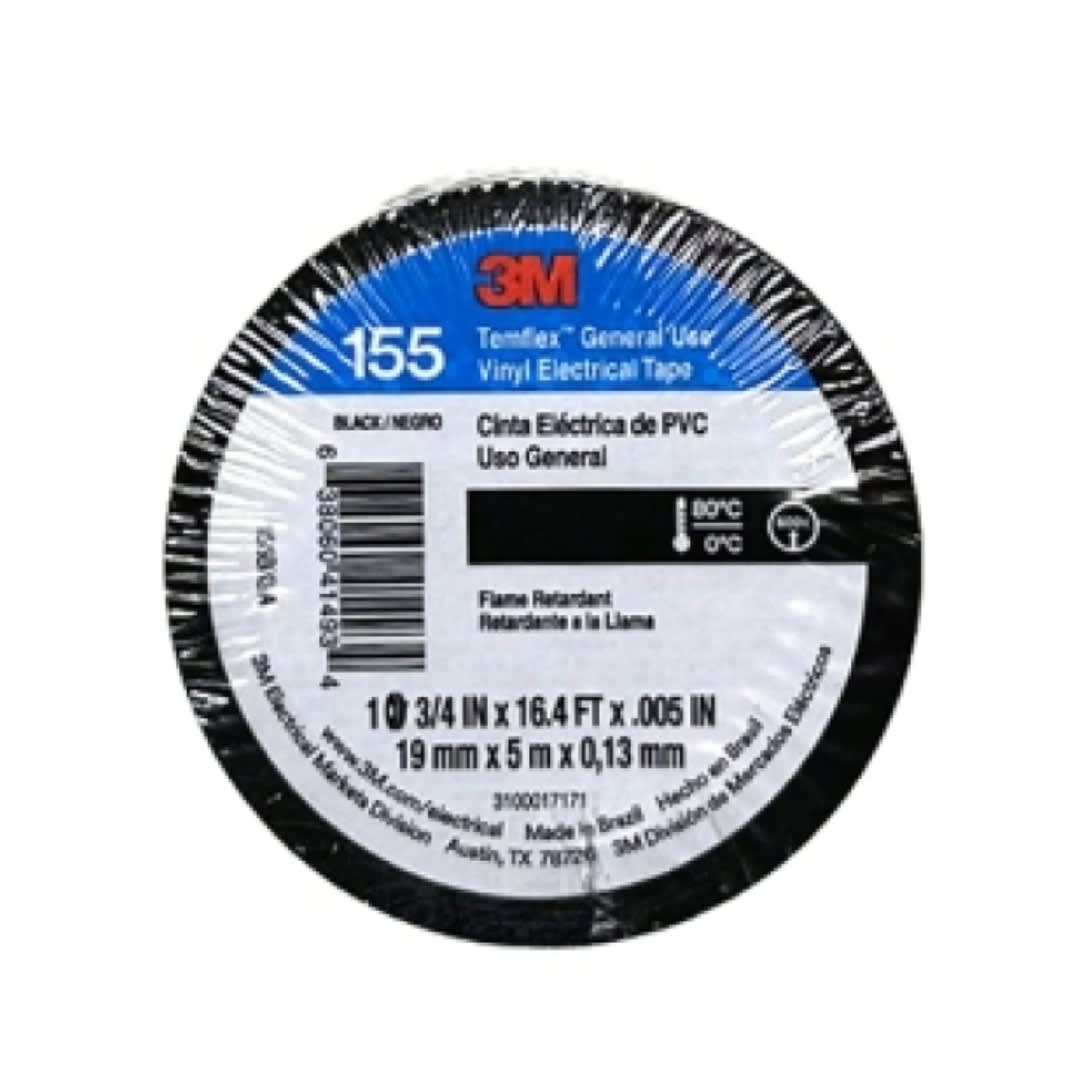 CINTA AISLANTE VINILICA TEMFLEX 155 3/4X5MTS NEGRA UU011002407 3M PERU1