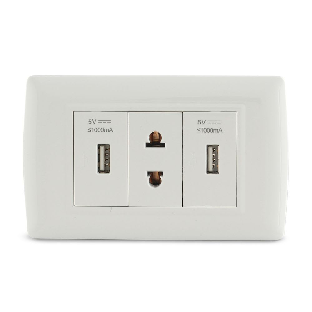 TOMACORRIENTE UNIVERSAL + 2 TOMAS USB BASIC ORANGE