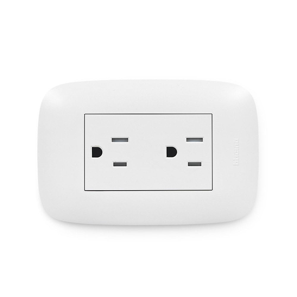 TOMACORRIENTE DOBLE EMPOTRABLE SENCIA BLANCO 15A/250V BTICINO