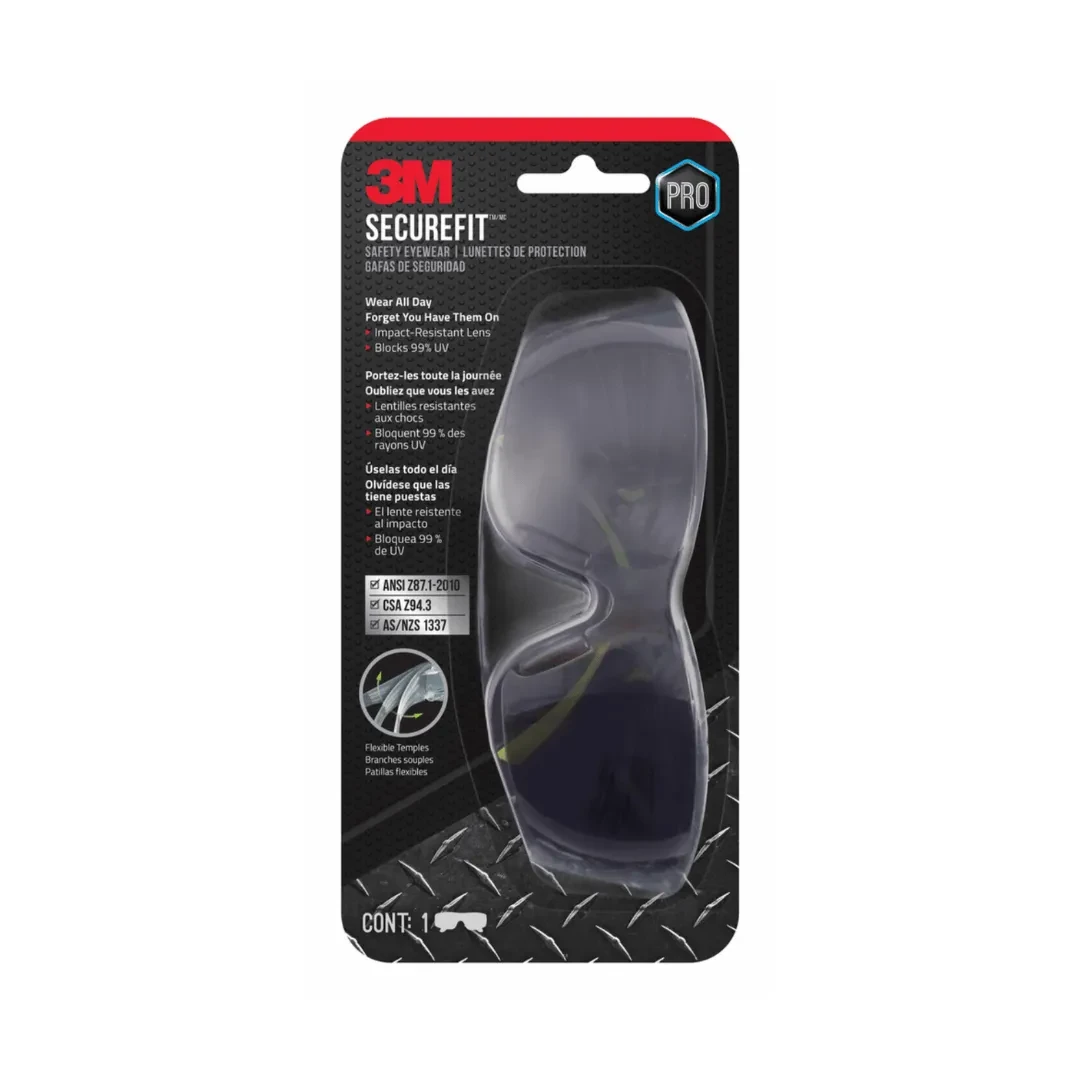 LENTES DE SEGURIDAD FIT 400 LUNA OSCURA SF400G CON PROTECCION UV 3M PERU2