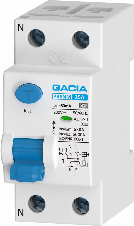 INTERRUPTOR DIFERENCIAL MODELO SB6LC 2X25A BLANCO PVC GACIA