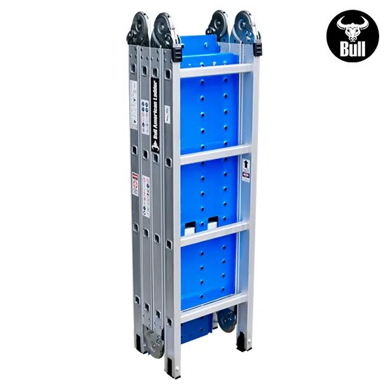 ESCALERA ALUMINIO MULTIUSOS + PLATAFORMA 16 PASOS 150KG AM150-16IA+ PASOS AMERICAN BULL6