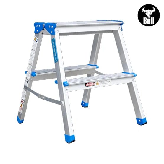 ESCALERA ALUMINIO TIPO BANQUETA DOBLE 2 PASOS 150KG 0.44M ABD150-2IA AMERICAN BULL2