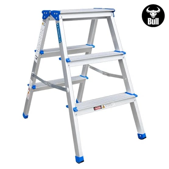 ESCALERA ALUMINIO TIPO BANQUETA DOBLE 3 PASOS 150KG 0.66M ABD150-3IA AMERICAN BULL2