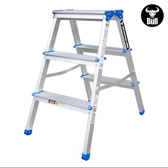 ESCALERA ALUMINIO TIPO BANQUETA DOBLE 3 PASOS 150KG 0.66M ABD150-3IA AMERICAN BULL3
