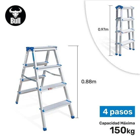 ESCALERA ALUMINIO TIPO BANQUETA DOBLE 4 PASOS 150KG 0.88M ABD150-4IA AMERICAN BULL1