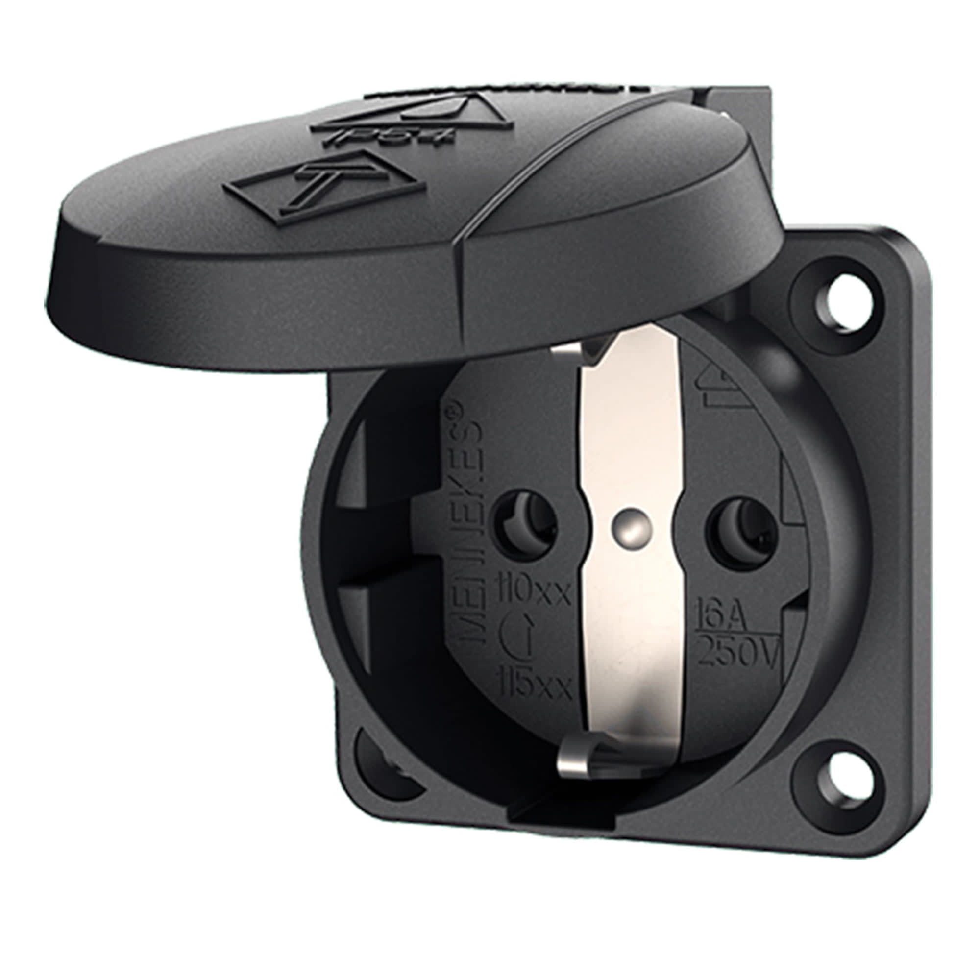 TOMA EMPOTRABLE SCHUKO NEGRO 16AMP 2P+T 250V IP54 MENNEKES