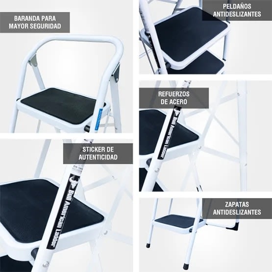 ESCALERA ACERO TIPO TABURETE 2 PASOS 150KG 0.46M ST150-2IA AMERICAN BULL5