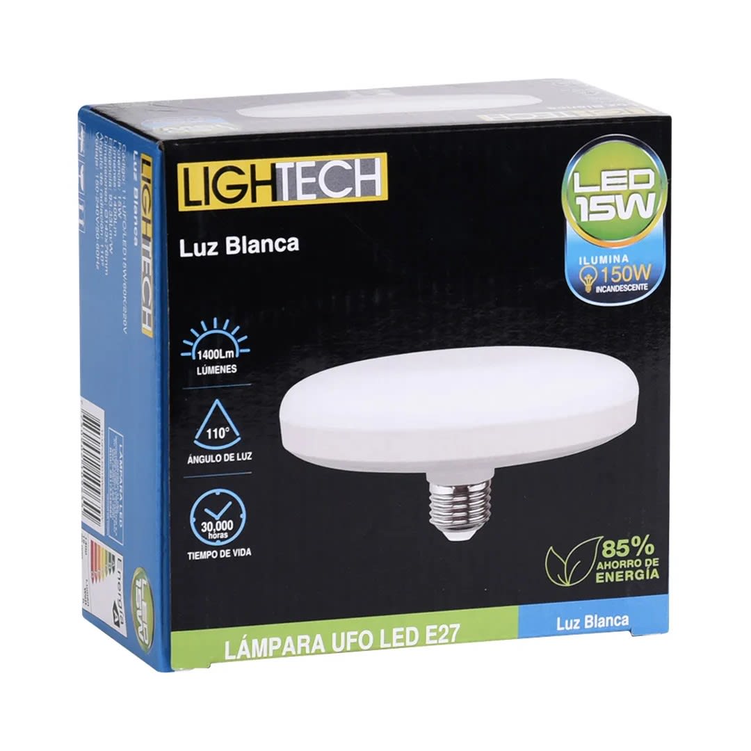 FOCO LED UFO 15W E27 LUZ FRIA DE POLICARBONATO BLANCO LIGHTECH2