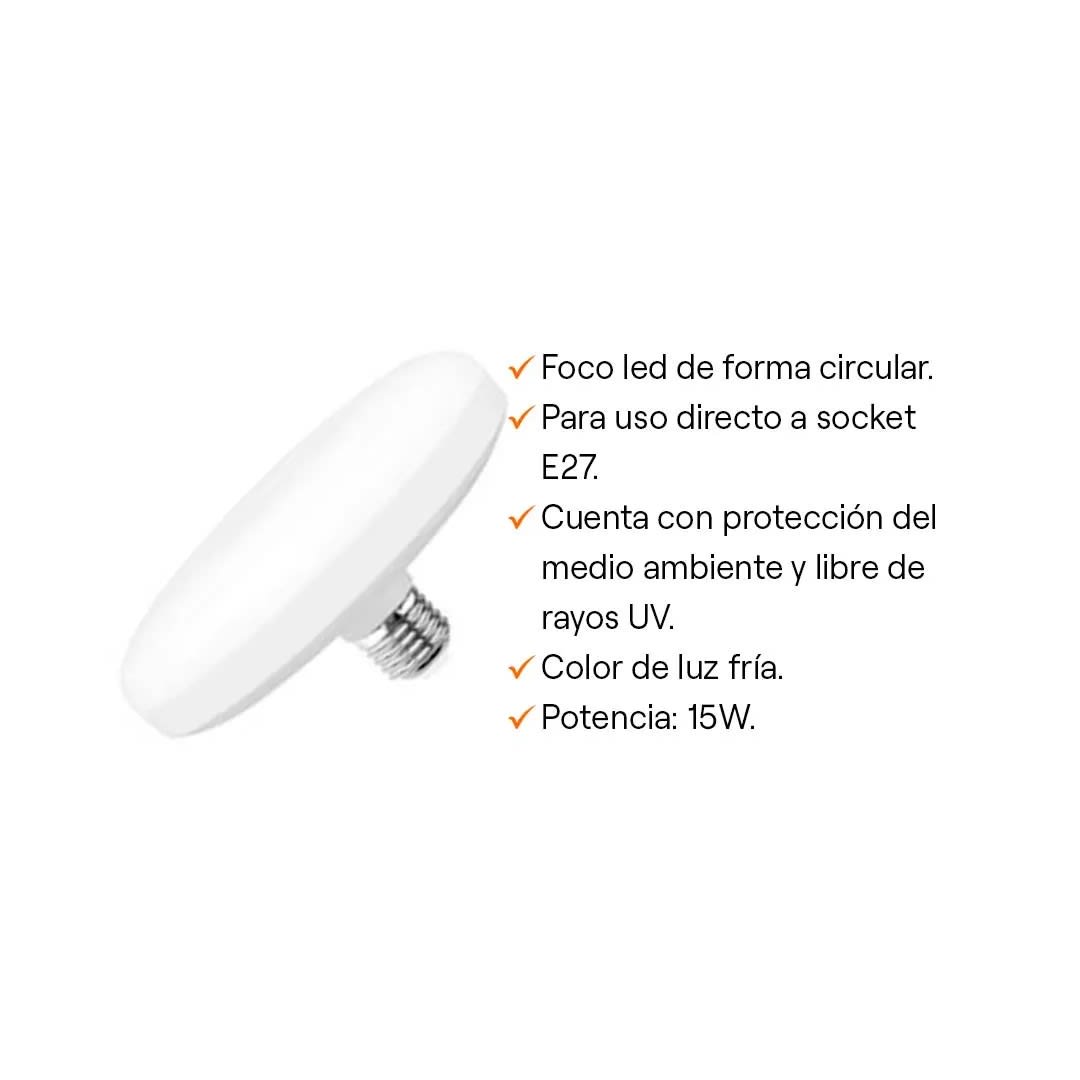 FOCO LED UFO 15W E27 LUZ FRIA DE POLICARBONATO BLANCO LIGHTECH3