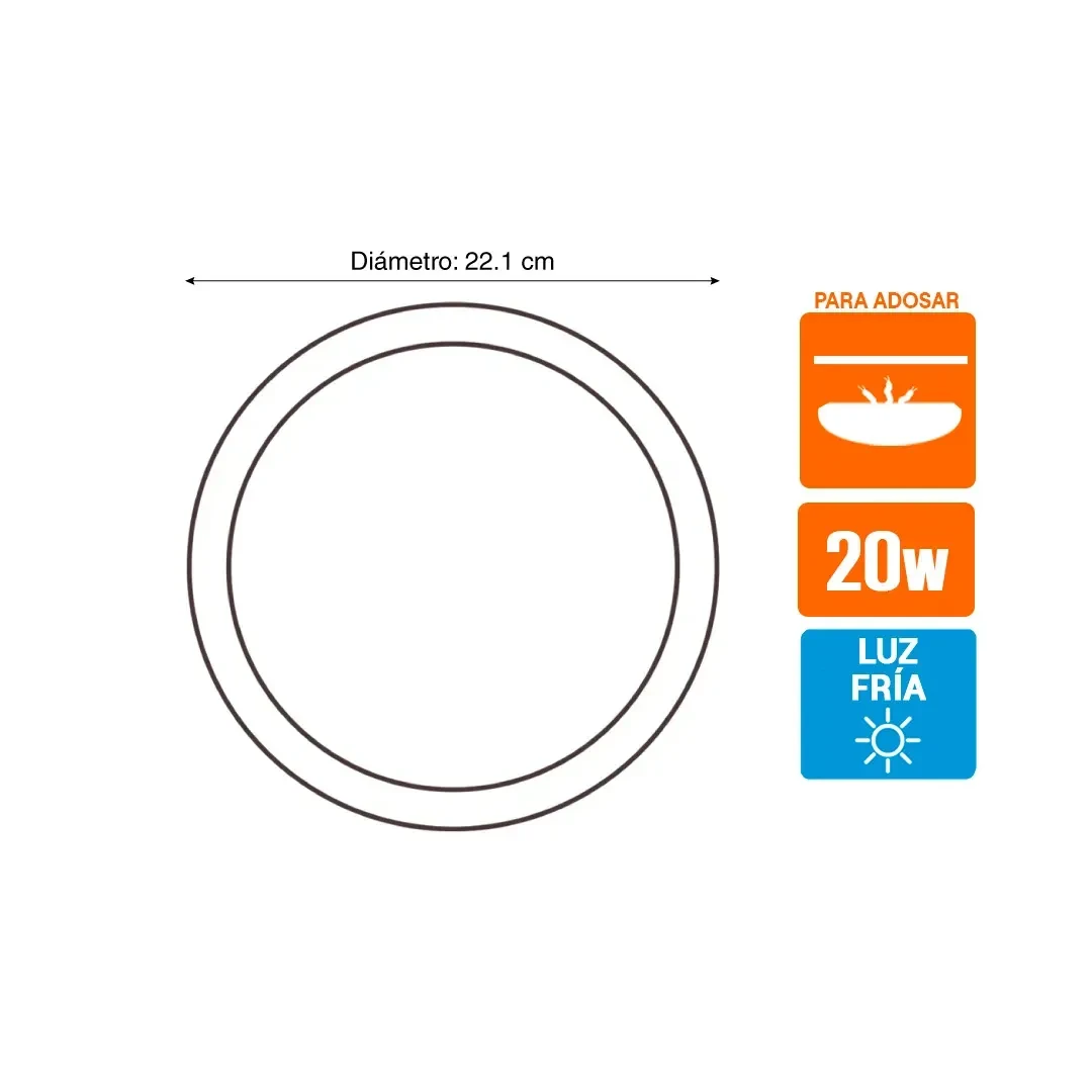 APLIQUE DE EXTERIOR LED 20W 23CM IP65 LUZ BLANCA LIGHTECH2