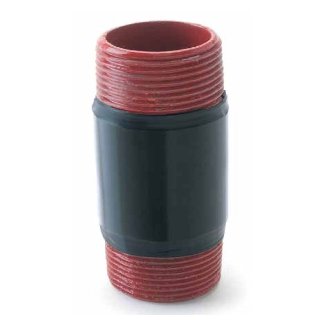 NIPLE DE ALUMINIO 3/4''X2'' REVESTIDO DE PVC DOMEX BOND ROJO2