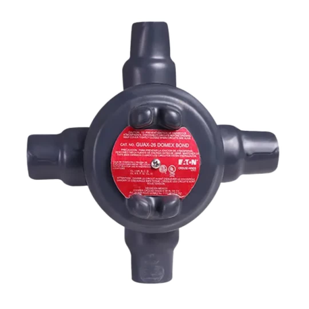 CAJA REDONDA TIPO GUAX AL. 2'' COVER Ø5'' REVESTIDA DE PVC NEMA 7 CL1 DIV1&2 UL DOMEX BOND ROJO