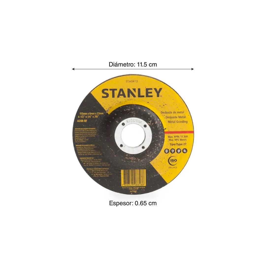 DISCO DE DESBASTE PARA METAL MODELO STA0413 4.5'' NEGRO STANLEY1