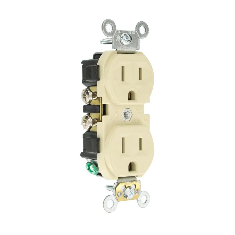 TOMACORRIENTE DOBLE 2X15A+T USO COMERCIAL NEMA 5-15R CR15-I LEVITON1