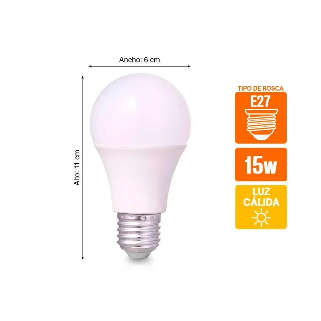 FOCO LED E27 15W LUZ CALIDA ORANGE2