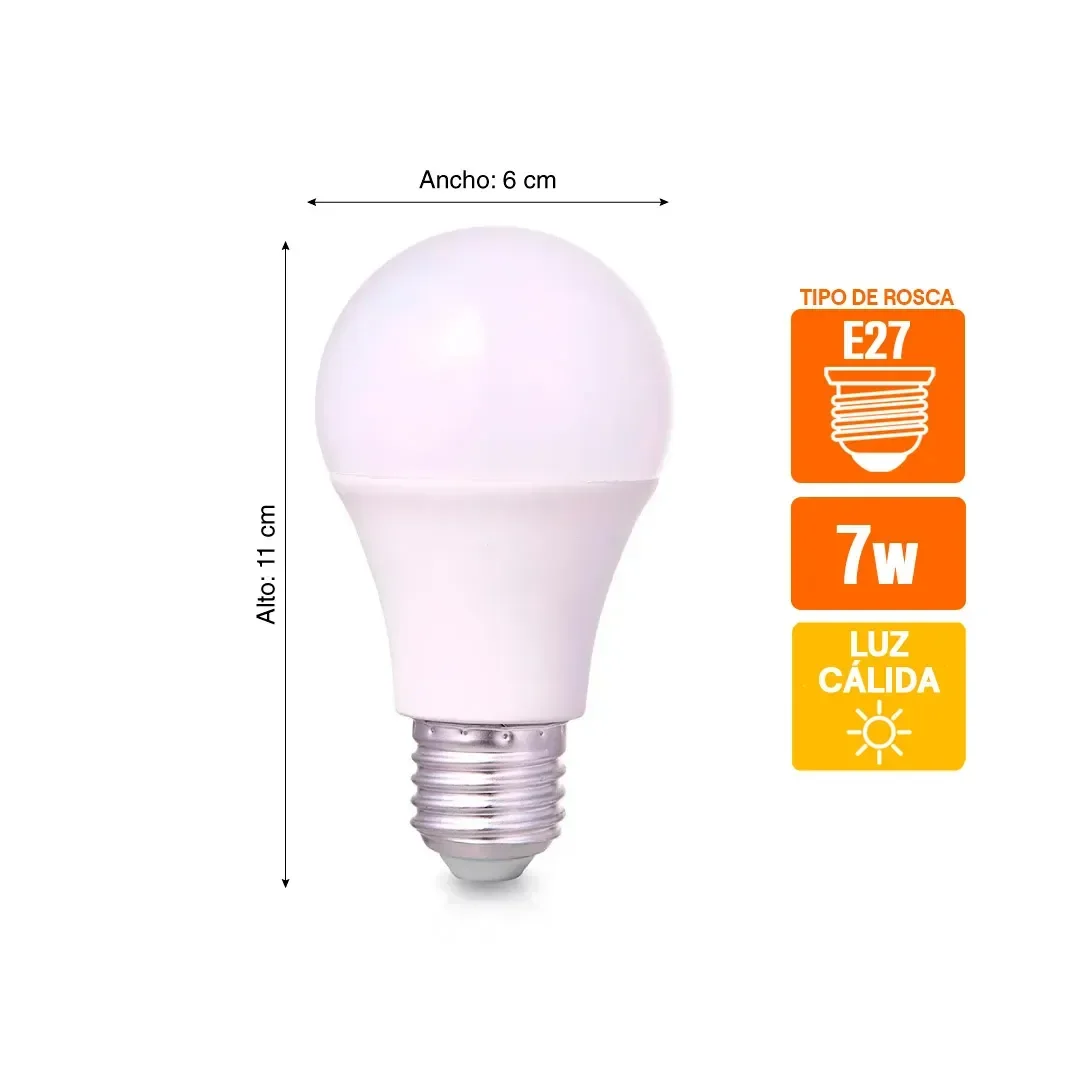 FOCO LED BULBO 7W LUZ CALIDA E27 ORANGE2