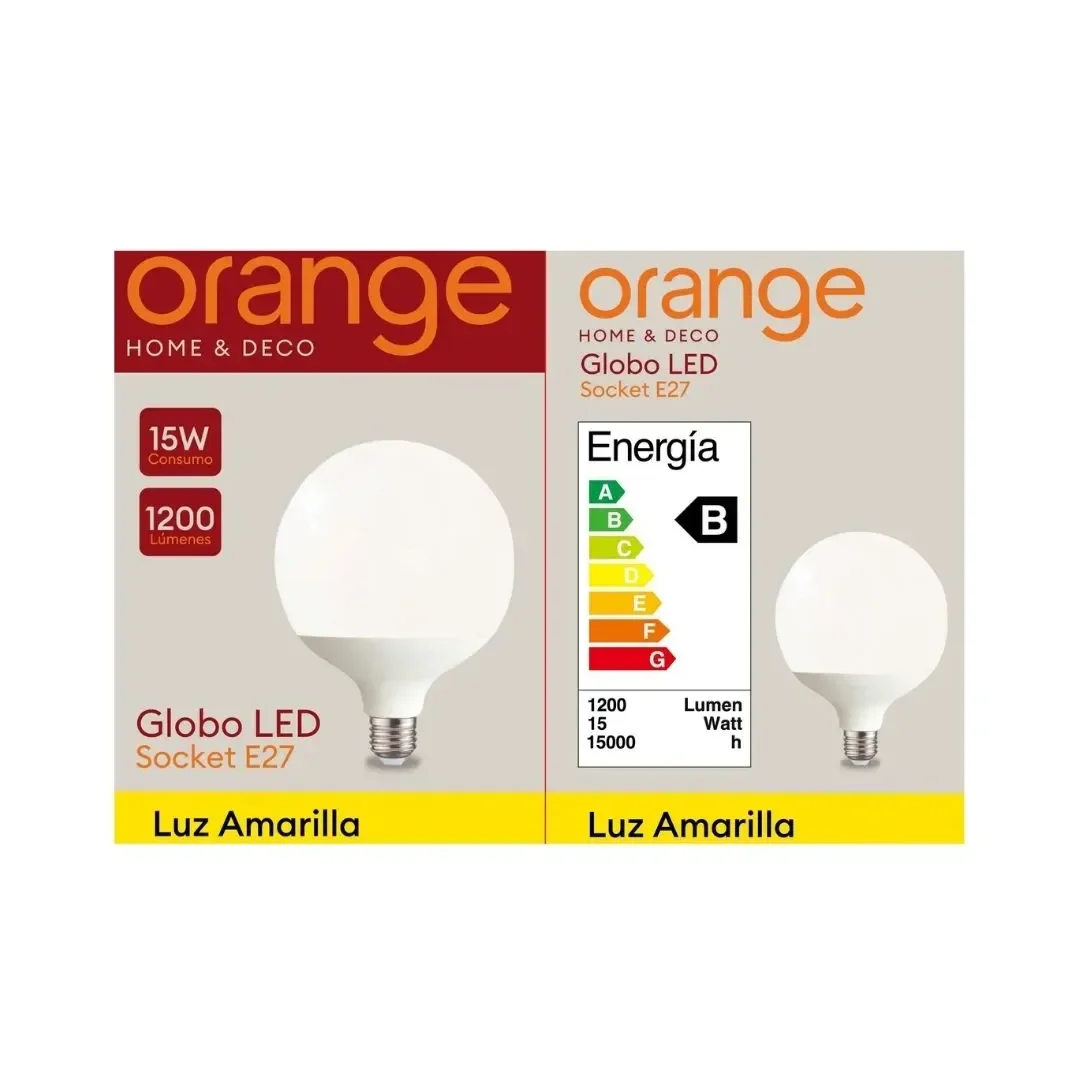 FOCO LED GLOBO E27 15W LUZ CALIDA ORANGE4