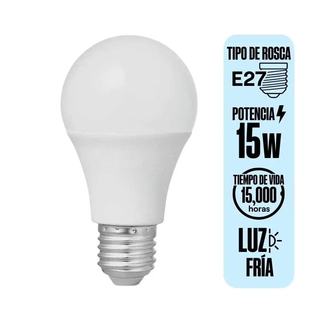 FOCO LED BULBO 15W LUZ FRIA EFICIENCIA ENERGÉTICA B ORANGE