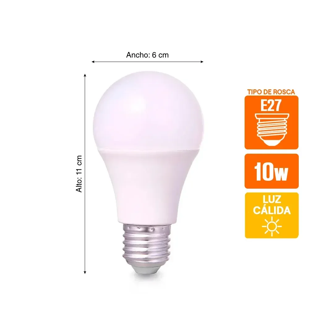 FOCO LED BULBO 10.2W E27 LUZ CALIDA EFICIENCIA ENERGÉTICA B ORANGE2