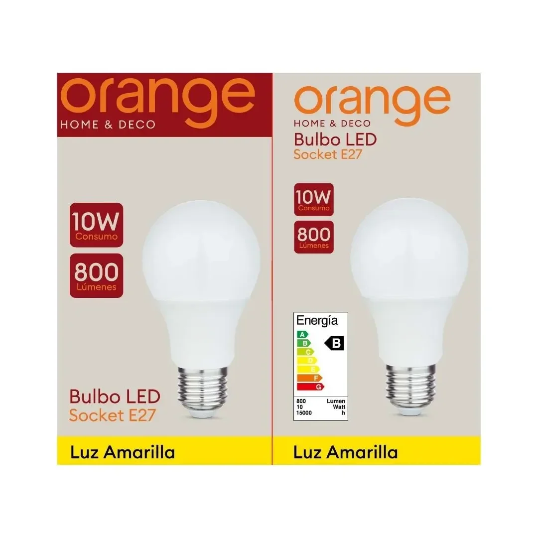 FOCO LED BULBO 10.2W E27 LUZ CALIDA EFICIENCIA ENERGÉTICA B ORANGE4