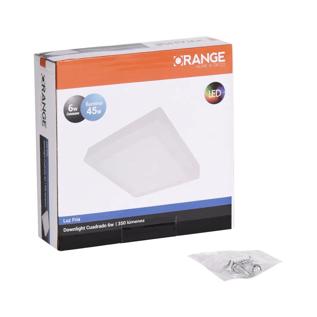 DOWNLIGHT CUADRADO DE ALUMINIO 6W LUZ FRIA ORANGE2