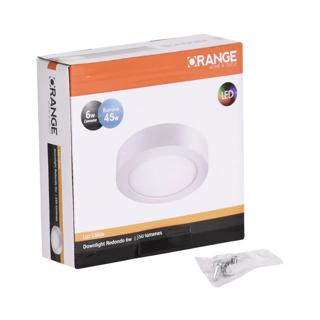 DOWNLIGHT REDONDO 6W LUZ CALIDA DE ALUMINIO IDEAL PARA OFICINAS Y HOGAR ORANGE2