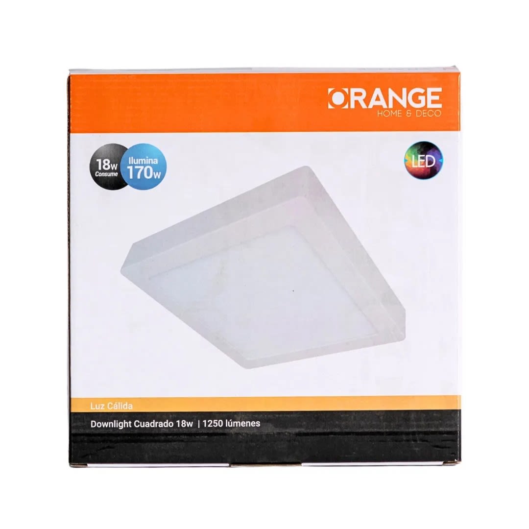 DOWNLIGHT CUADRADO 18W LUZ CALIDA ALUMINIO BLANCO ORANGE4