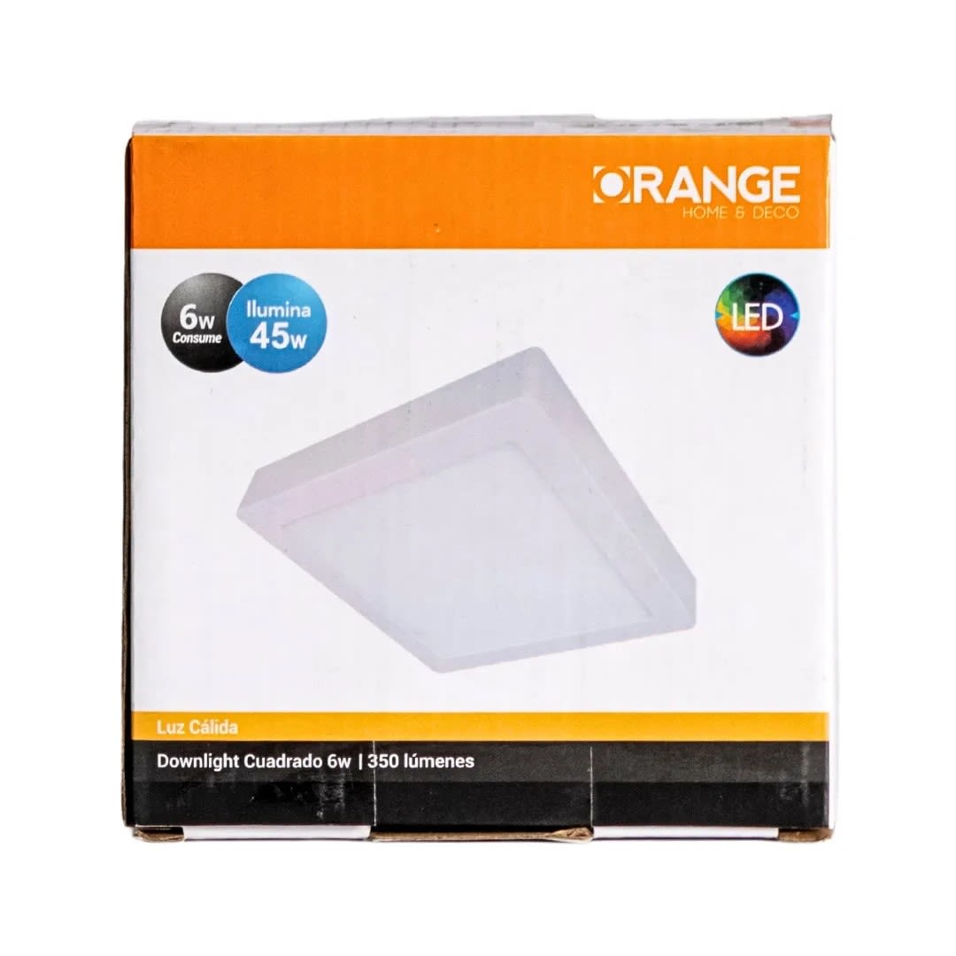 DOWNLIGHT CUADRADO 6W LUZ CALIDA ORANGE3
