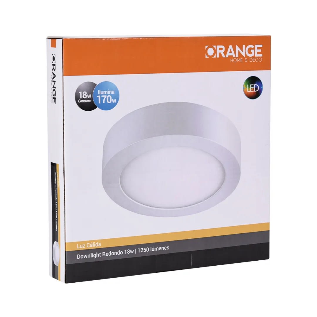 DOWNLIGHT LED REDONDO 18W LUZ CALIDA ORANGE2