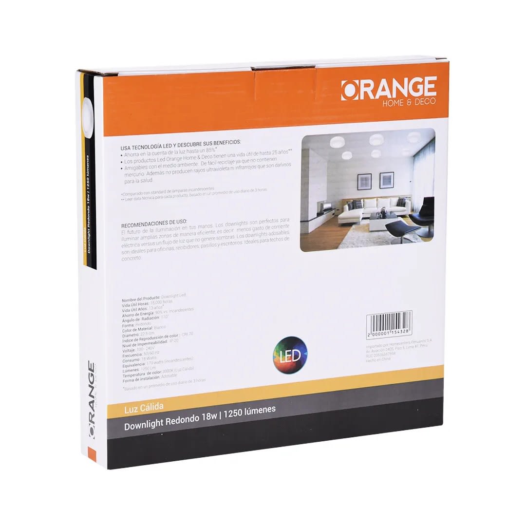 DOWNLIGHT LED REDONDO 18W LUZ CALIDA ORANGE3