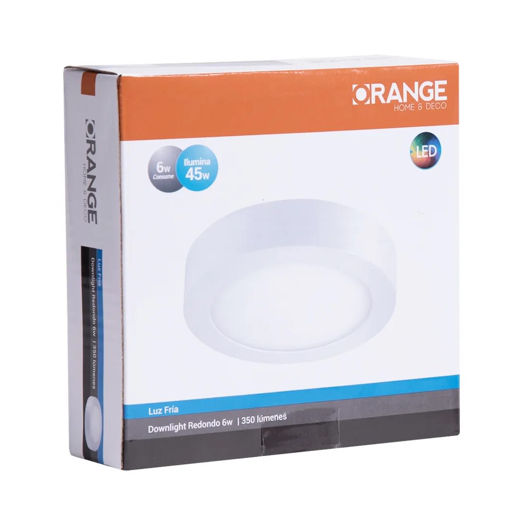 DOWNLIGHT REDONDO LF 6W LUZ FRIA DE ALUMINIO ORANGE2