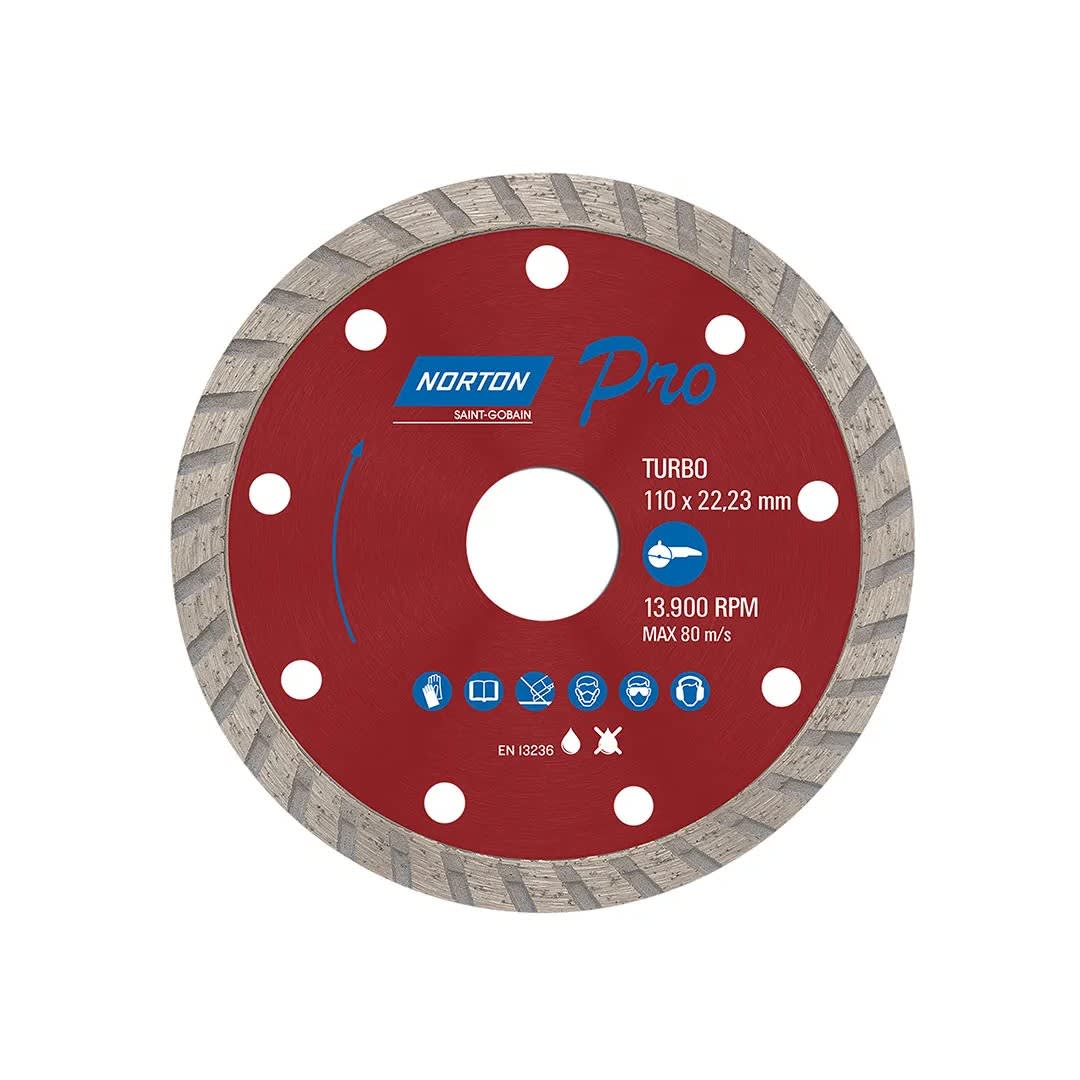 DISCO DE CORTE DIAMANTADO TURBO 4 1/2''X7/8'' NORTON
