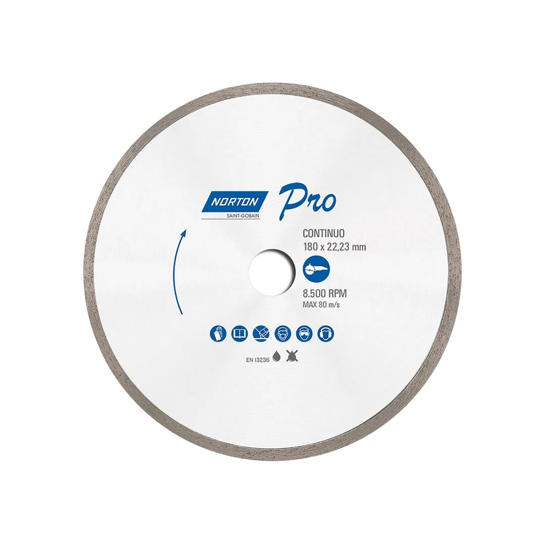 DISCO DE CORTE DIAMANTADO CONTINUO PRO 7''X7/8'' PLATA NORTON